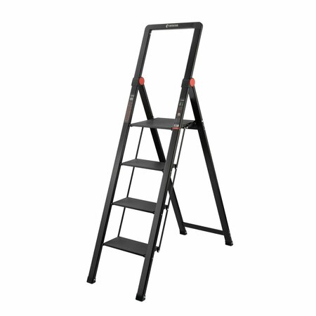 INTERTOOL Aluminum Step Ladder, 4-Step, Black Slim LT08-5004